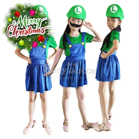 【In Stock】Game Super Mario Bros. Cosplay Mario/Luigi Costume Kid Girl Costumes