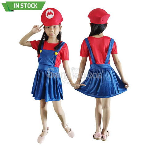 【In Stock】Game Super Mario Bros. Cosplay Mario/Luigi Costume Kid Girl Costumes