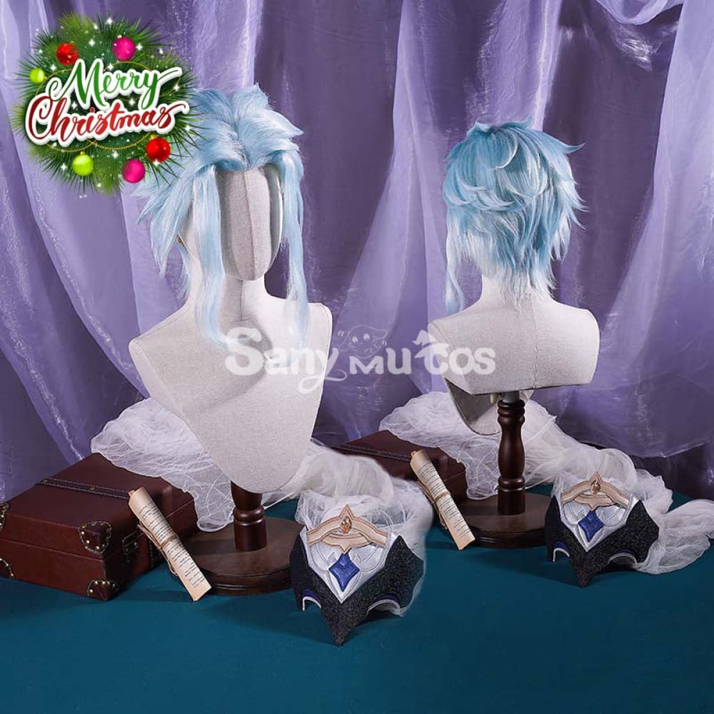 Genshin Impact cos Dottore silver wig accessory props cosplay hair extensions male