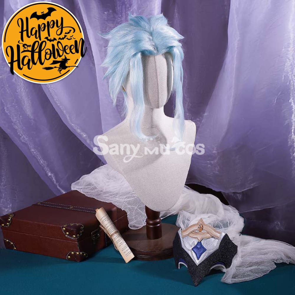 Genshin Impact cos Dottore silver wig accessory props cosplay hair extensions male