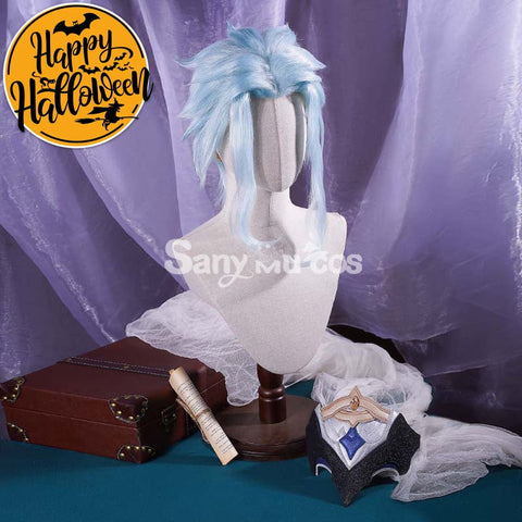 Genshin Impact cos Dottore silver wig accessory props cosplay hair extensions male