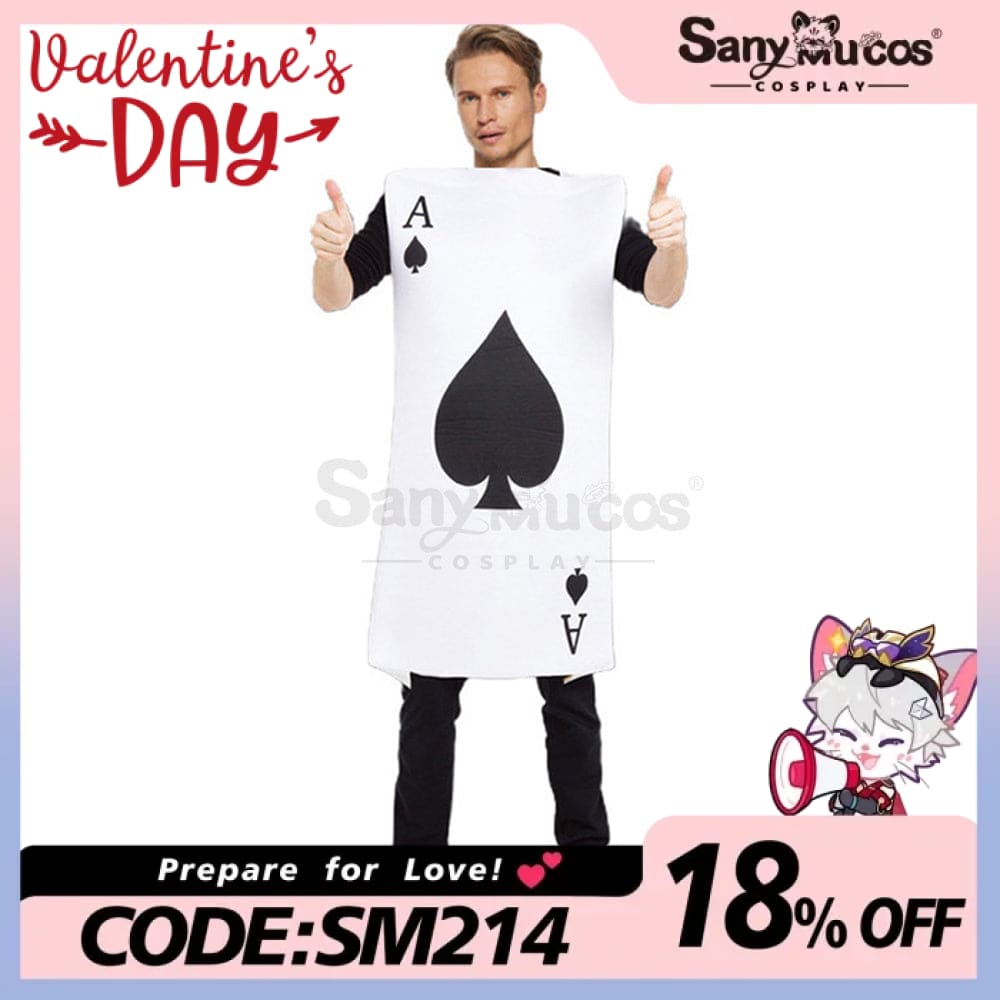 【In Stock】Carnival Cosplay Family Ace Of Spades Funny Poker Masquerade Stage Costume Adult