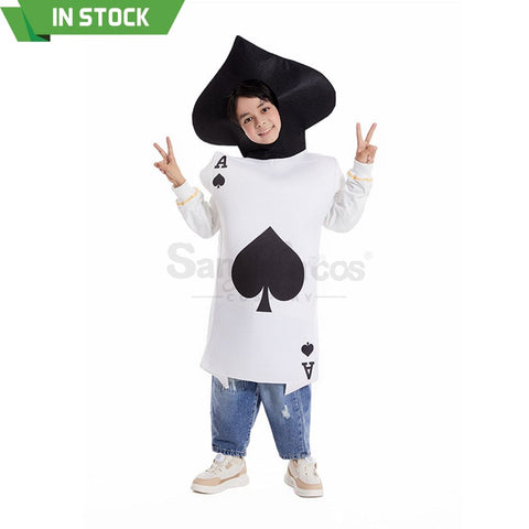 【In Stock】Carnival Cosplay Family Ace Of Spades Funny Poker Masquerade Stage Costume Children