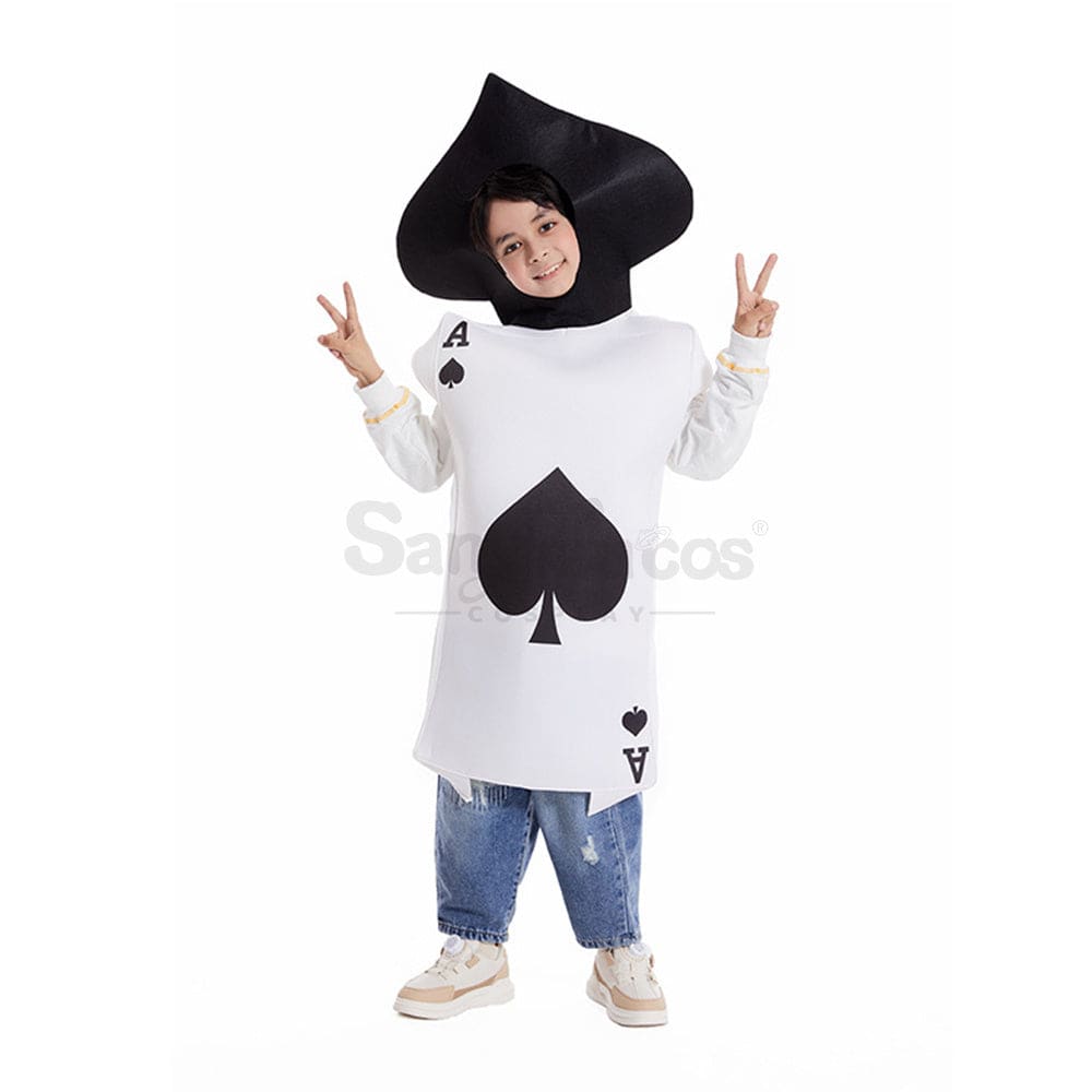 【In Stock】Carnival Cosplay Family Ace Of Spades Funny Poker Masquerade Stage Costume Children