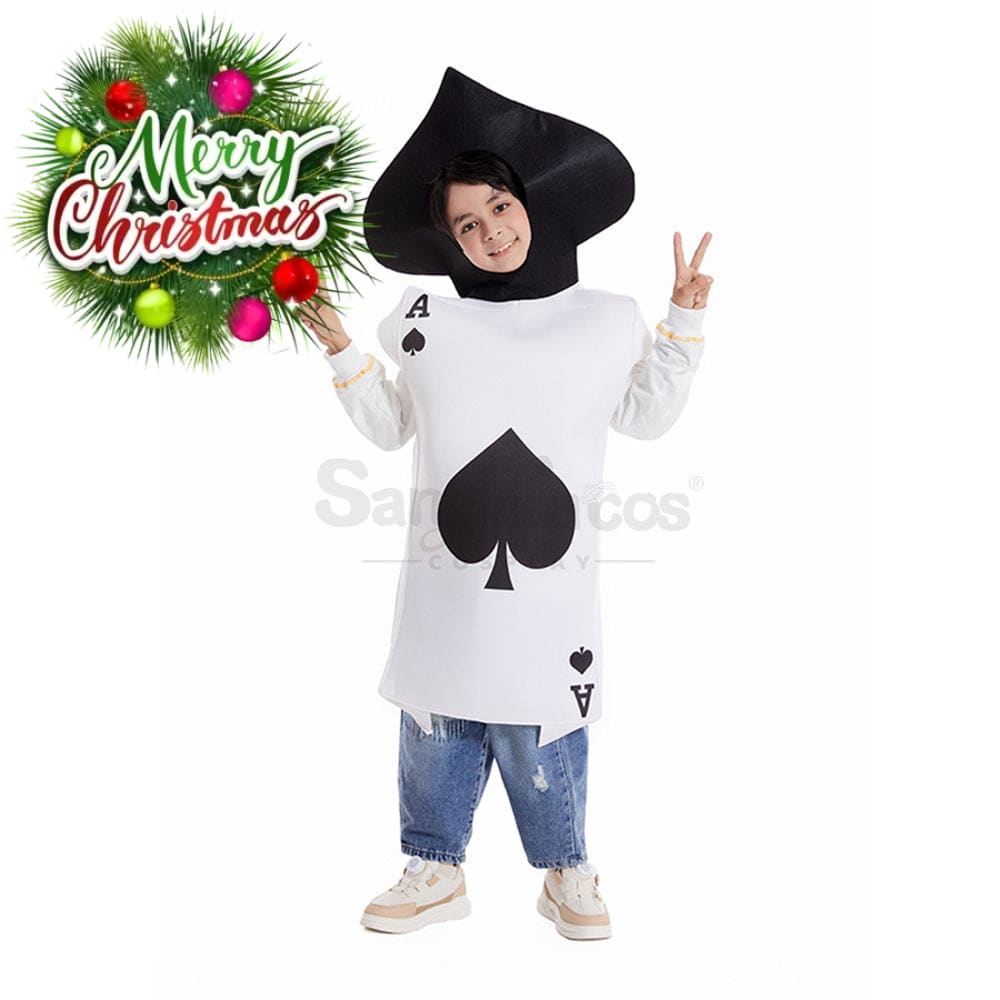 【In Stock】Carnival Cosplay Family Ace Of Spades Funny Poker Masquerade Stage Costume Children