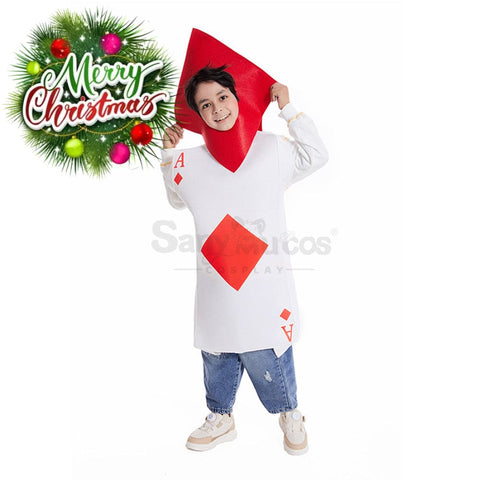 【In Stock】Carnival Cosplay Family Ace Of Spades Funny Poker Masquerade Stage Costume Children