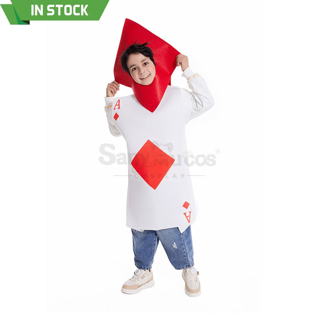 【In Stock】Carnival Cosplay Family Ace Of Spades Funny Poker Masquerade Stage Costume Children