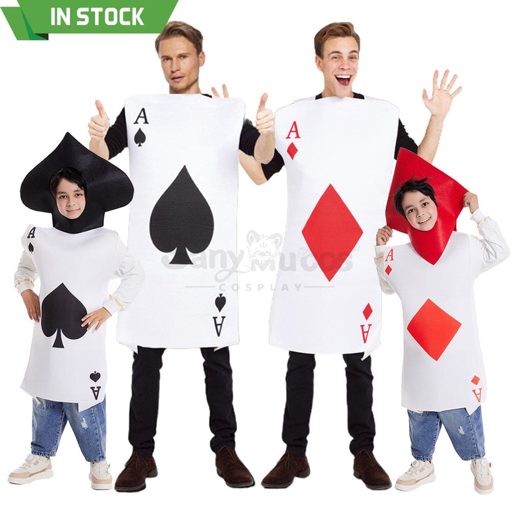 【In Stock】Carnival Cosplay Family Ace Of Spades Funny Poker Masquerade Stage Costume Costumes