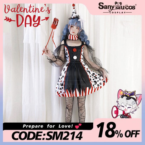 【In Stock】Halloween Cosplay Circus Clown Devil Dress Stage Performance Costume Costumes