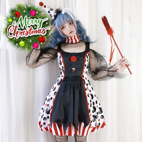 【In Stock】Halloween Cosplay Circus Clown Devil Dress Stage Performance Costume Costumes