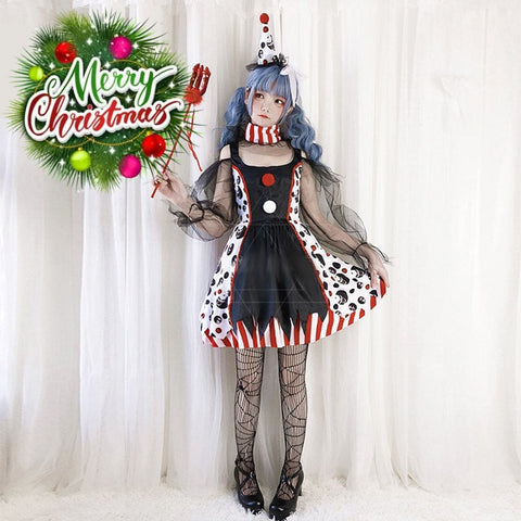 【In Stock】Halloween Cosplay Circus Clown Devil Dress Stage Performance Costume Costumes