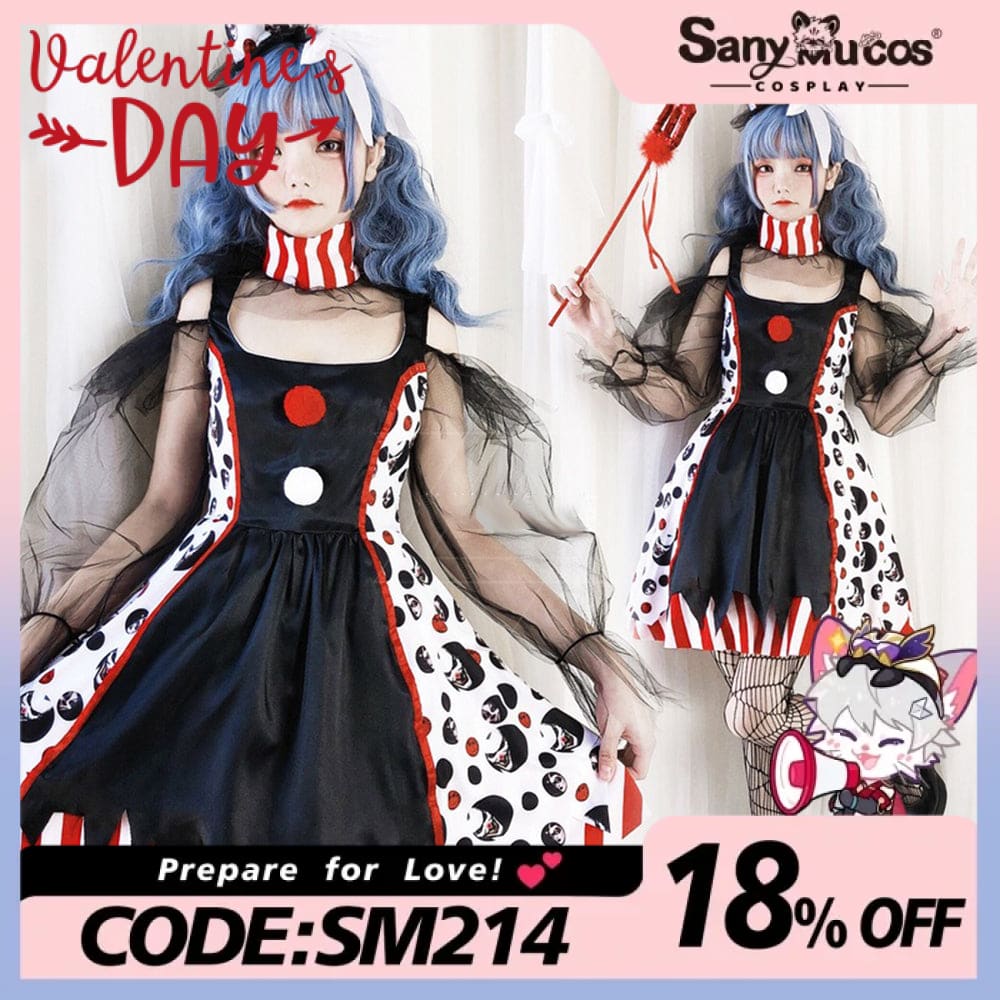 【In Stock】Halloween Cosplay Circus Clown Devil Dress Stage Performance Costume Costumes