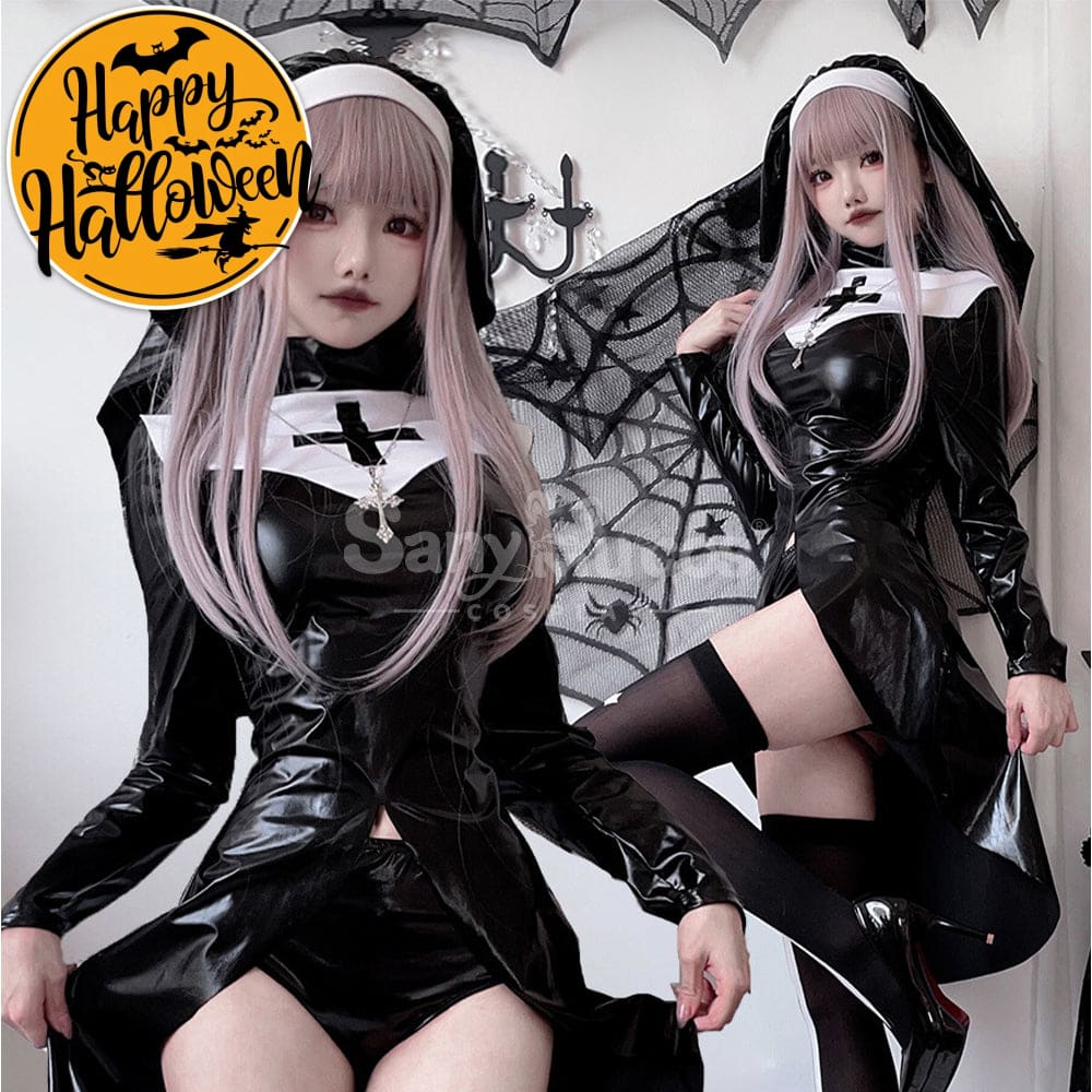 【In Stock】Halloween Cosplay Cross Nun Stage Performance Costume Costumes