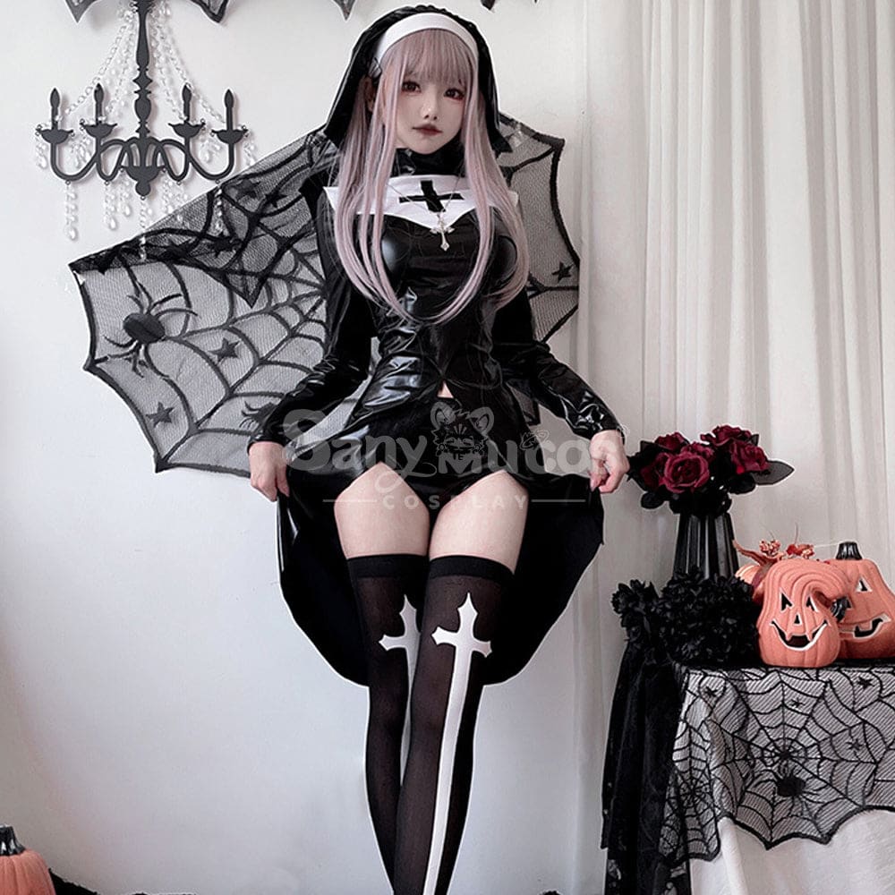 【In Stock】Halloween Cosplay Cross Nun Stage Performance Costume Costumes