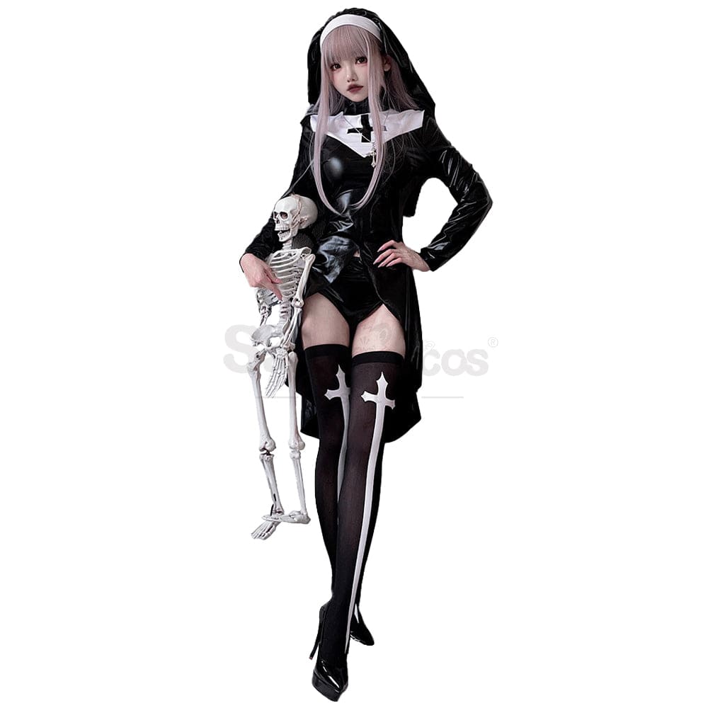 【In Stock】Halloween Cosplay Cross Nun Stage Performance Costume Costumes