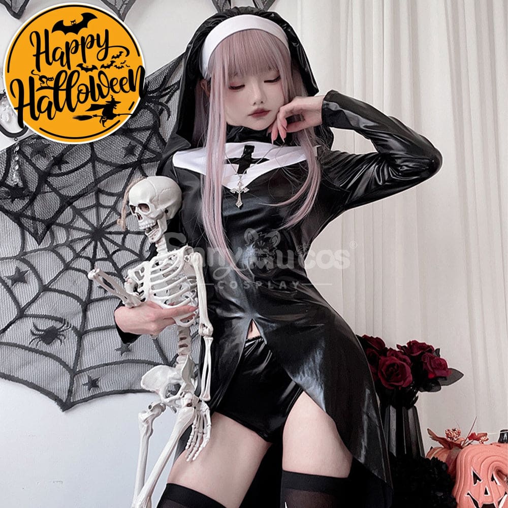 【In Stock】Halloween Cosplay Cross Nun Stage Performance Costume Costumes