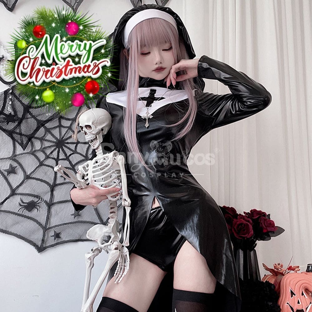 【In Stock】Halloween Cosplay Cross Nun Stage Performance Costume Costumes