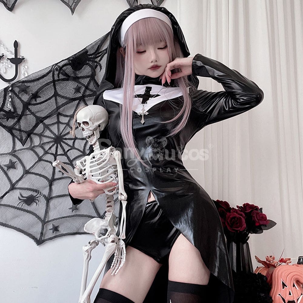 【In Stock】Halloween Cosplay Cross Nun Stage Performance Costume Costumes