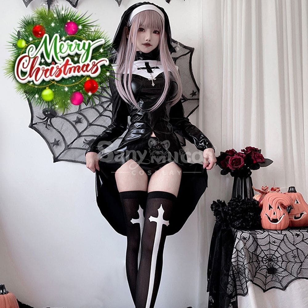 【In Stock】Halloween Cosplay Cross Nun Stage Performance Costume Costumes