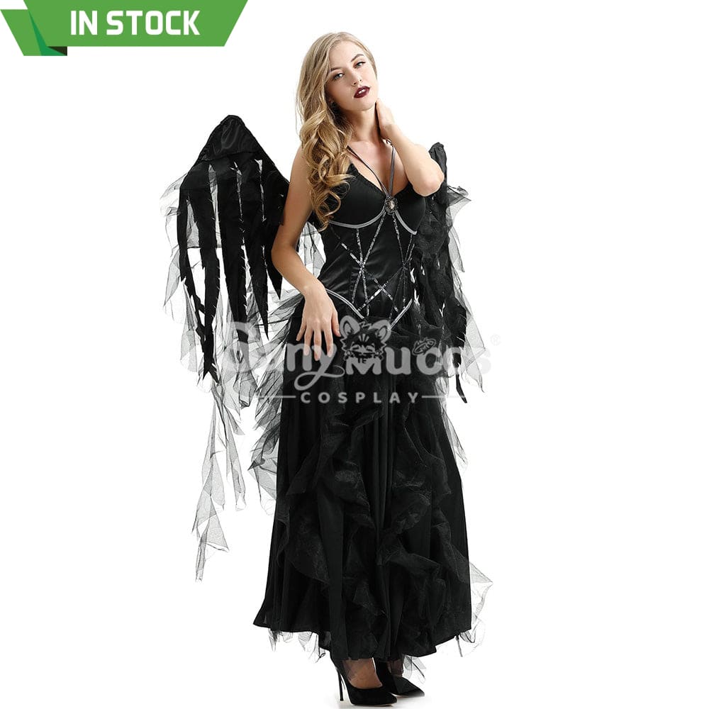 【In Stock】Halloween Cosplay Dark Angel Long Dress Costume Costumes