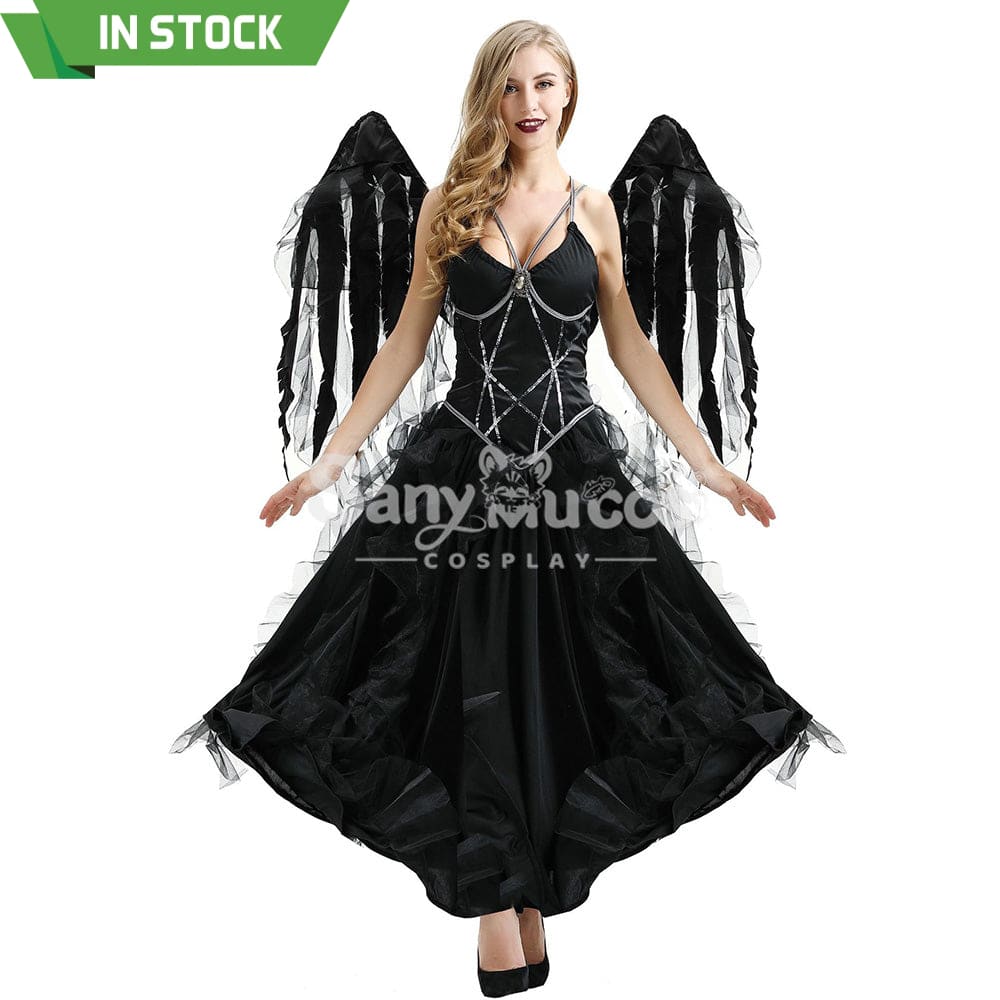 【In Stock】Halloween Cosplay Dark Angel Long Dress Costume Costumes