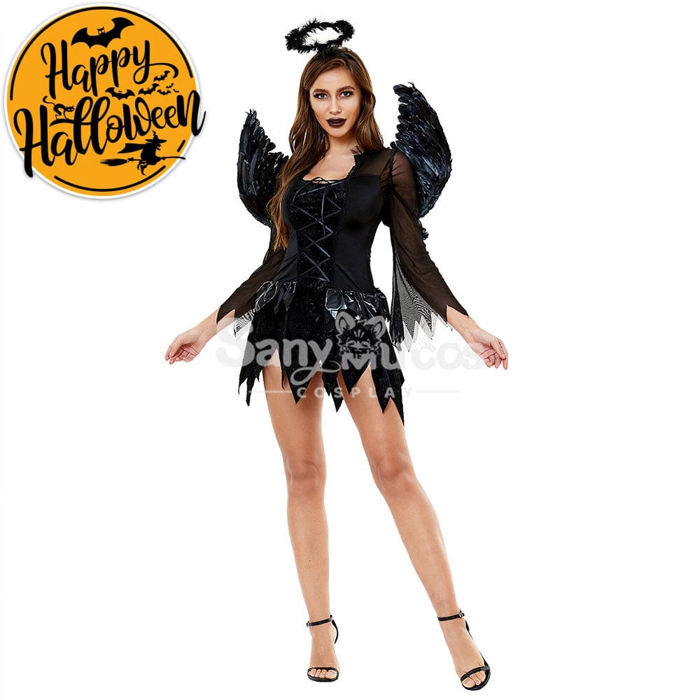 【In Stock】Halloween Cosplay Dark Angel Short Dress Costume Black / S Costumes