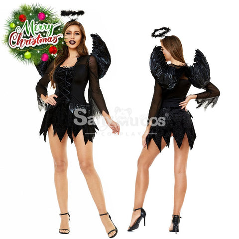 【In Stock】Halloween Cosplay Dark Angel Short Dress Costume Costumes