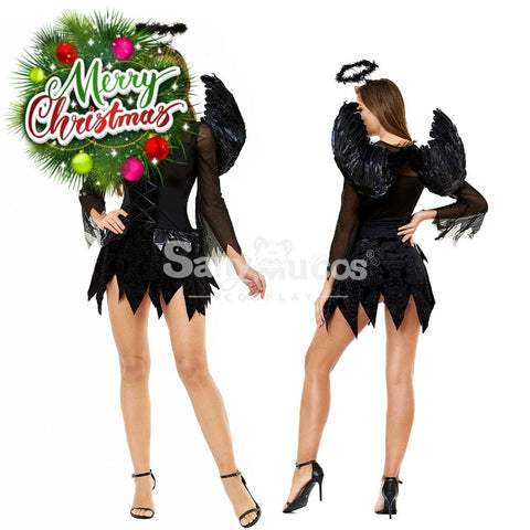 【In Stock】Halloween Cosplay Dark Angel Short Dress Costume Costumes