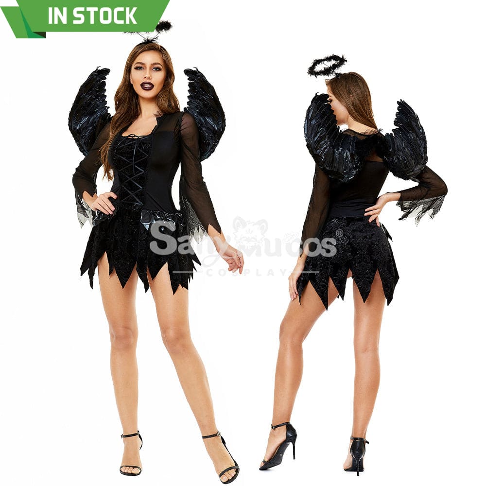 【In Stock】Halloween Cosplay Dark Angel Short Dress Costume Costumes