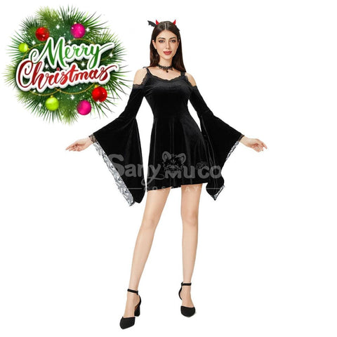 【In Stock】Halloween Cosplay Gothic Black Dress Stage Performance Costume Costumes