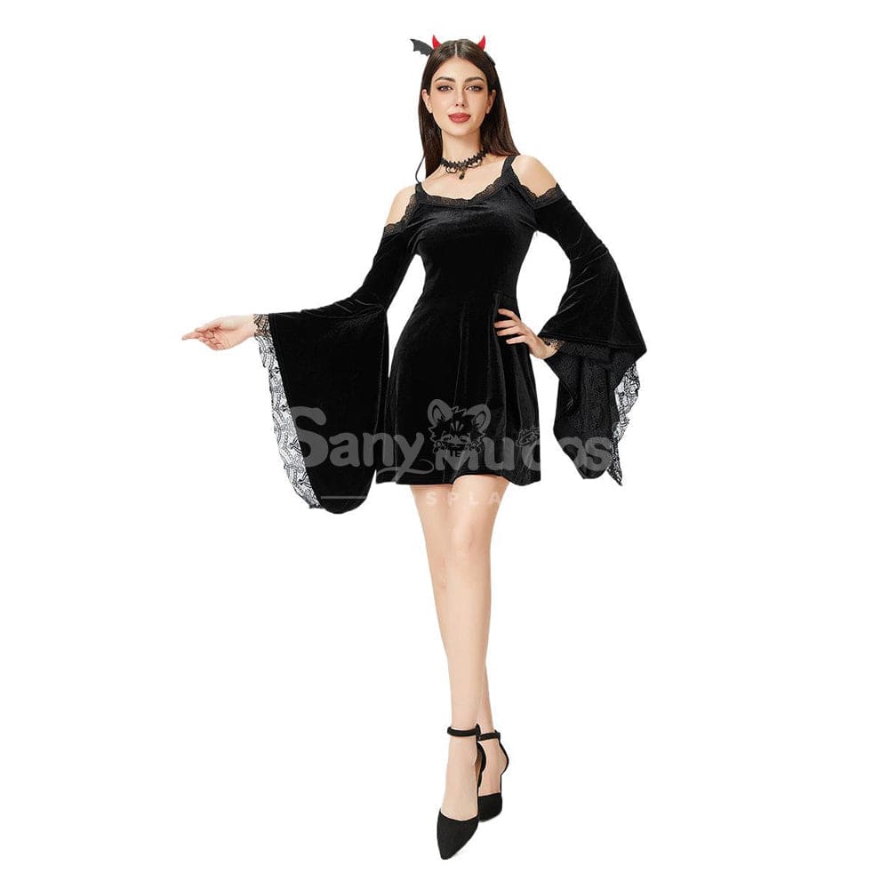 【In Stock】Halloween Cosplay Gothic Black Dress Stage Performance Costume Costumes