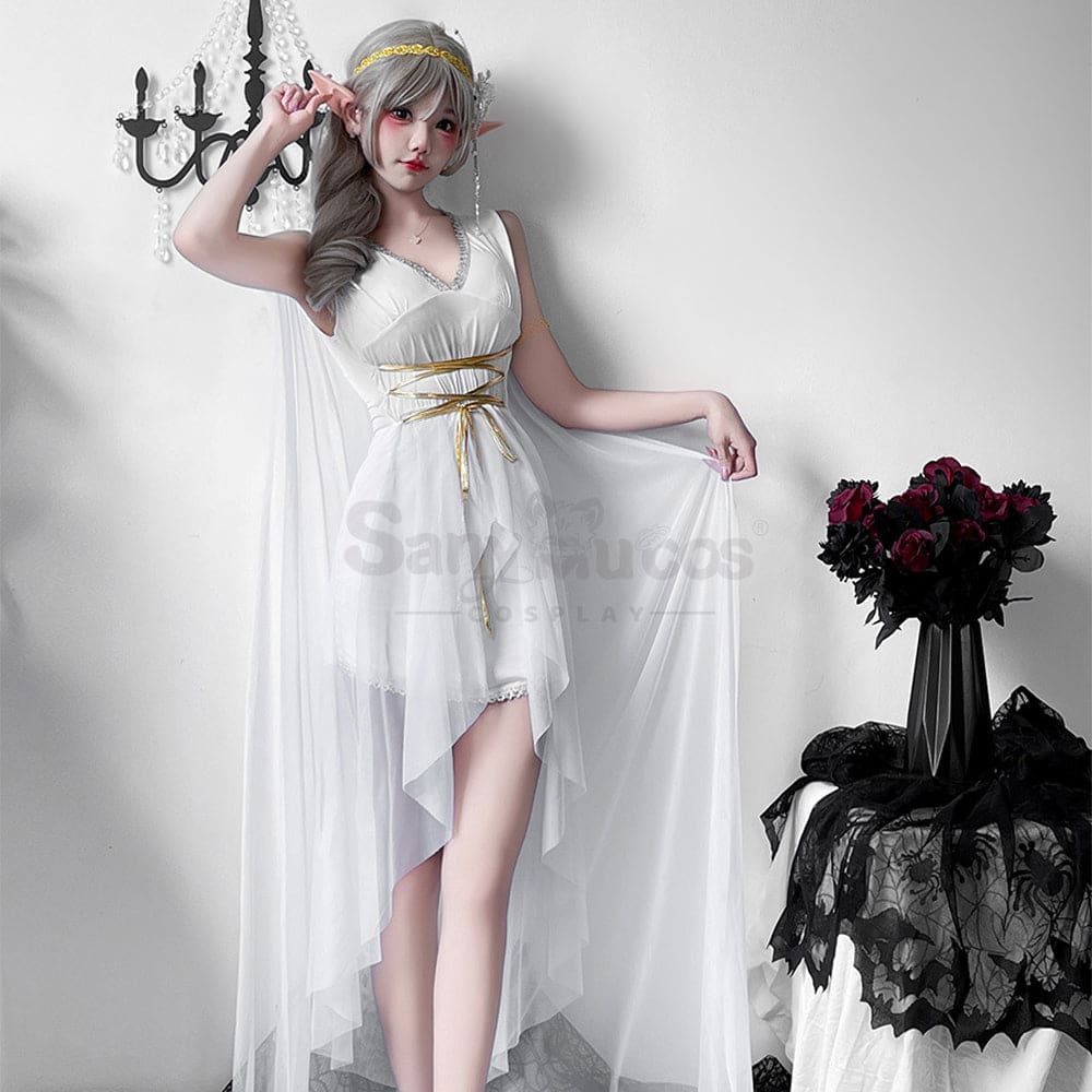 【In Stock】Halloween Cosplay Greek Goddess Elf White Dress Stage Performance Costume Costumes