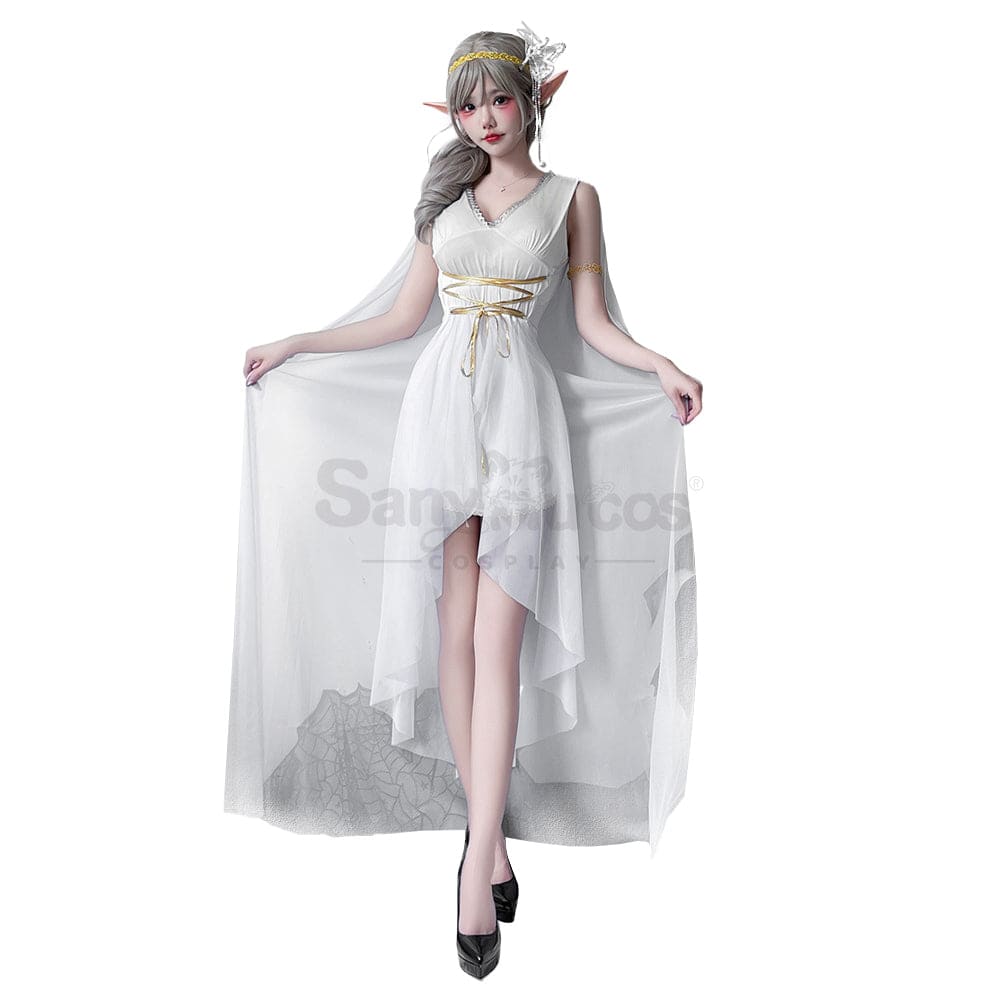 【In Stock】Halloween Cosplay Greek Goddess Elf White Dress Stage Performance Costume Costumes