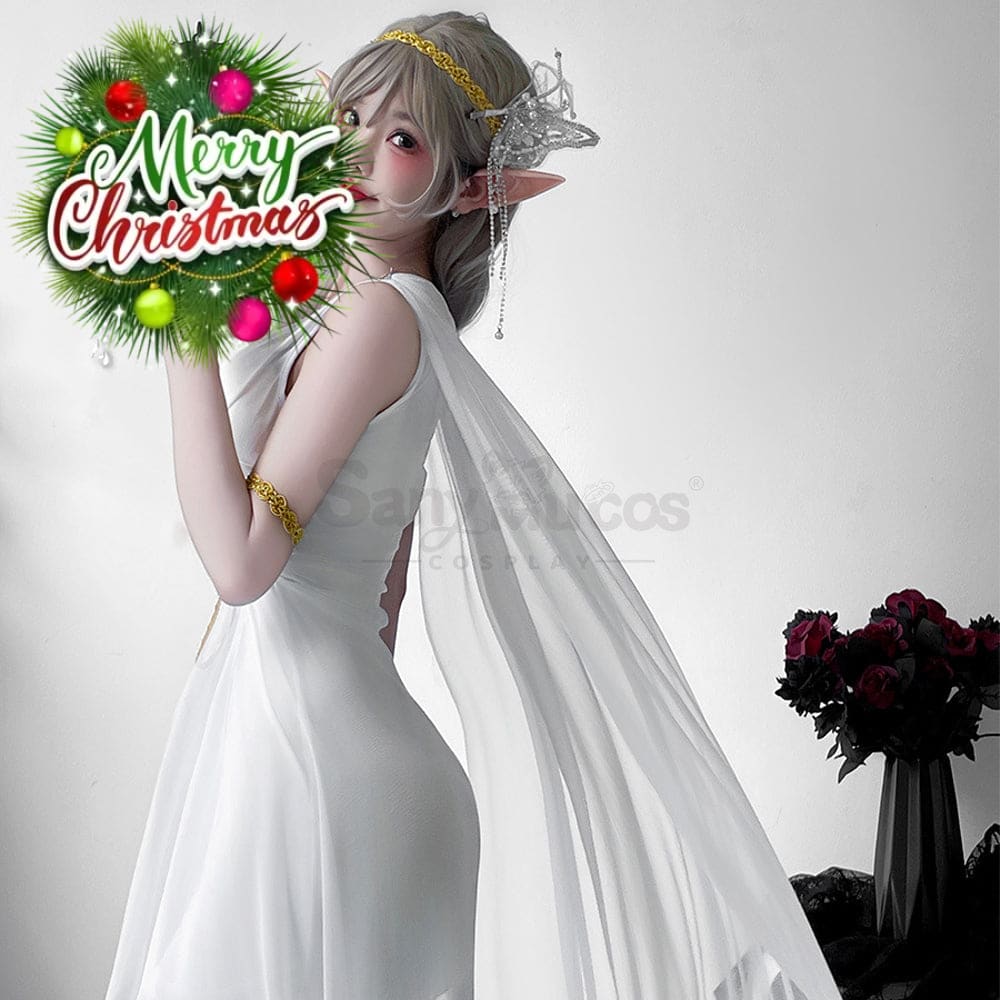 【In Stock】Halloween Cosplay Greek Goddess Elf White Dress Stage Performance Costume Costumes