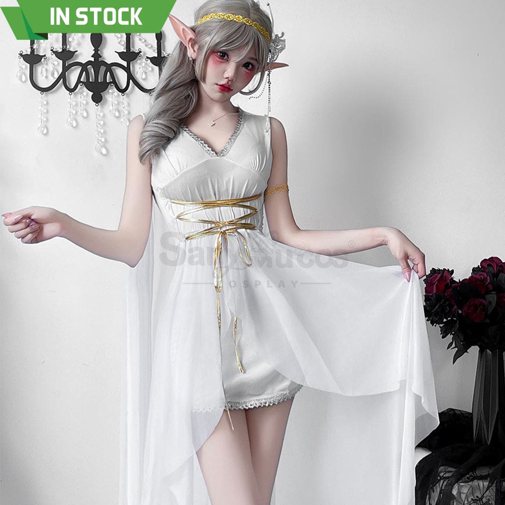 【In Stock】Halloween Cosplay Greek Goddess Elf White Dress Stage Performance Costume Costumes