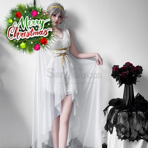 【In Stock】Halloween Cosplay Greek Goddess Elf White Dress Stage Performance Costume Costumes