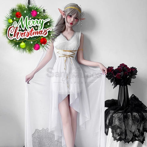 【In Stock】Halloween Cosplay Greek Goddess Elf White Dress Stage Performance Costume Costumes