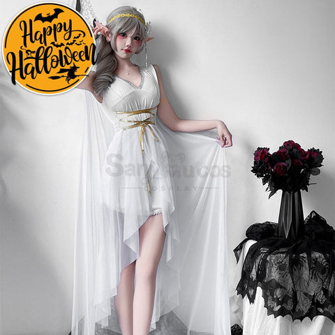 【In Stock】Halloween Cosplay Greek Goddess Elf White Dress Stage Performance Costume Costumes