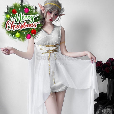 【In Stock】Halloween Cosplay Greek Goddess Elf White Dress Stage Performance Costume Costumes