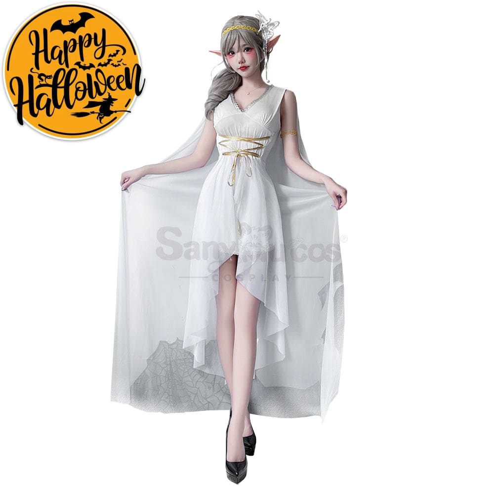 【In Stock】Halloween Cosplay Greek Goddess Elf White Dress Stage Performance Costume Costumes