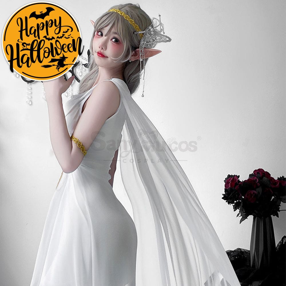 【In Stock】Halloween Cosplay Greek Goddess Elf White Dress Stage Performance Costume Costumes