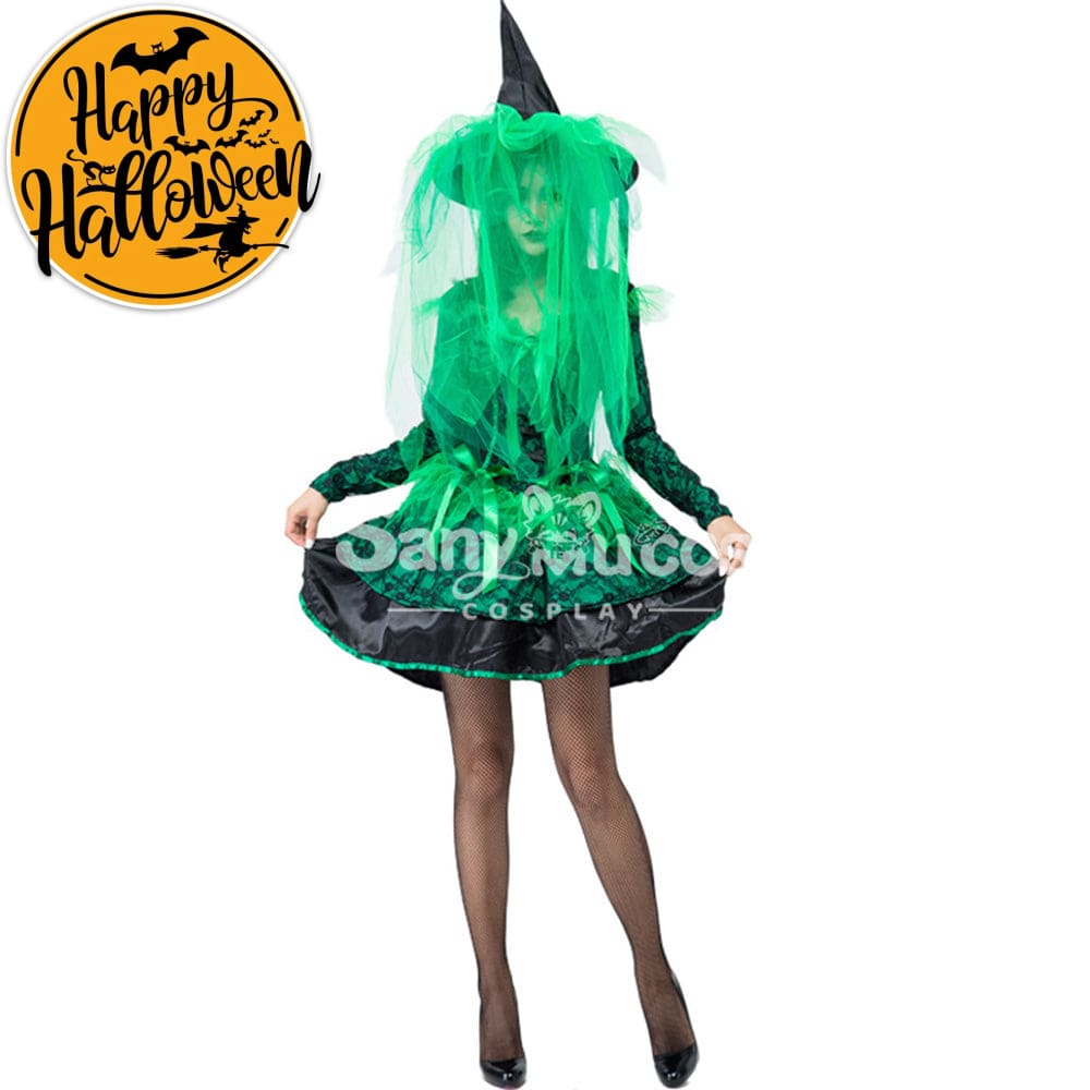 【In Stock】Halloween Cosplay Green Witches Costume Costumes
