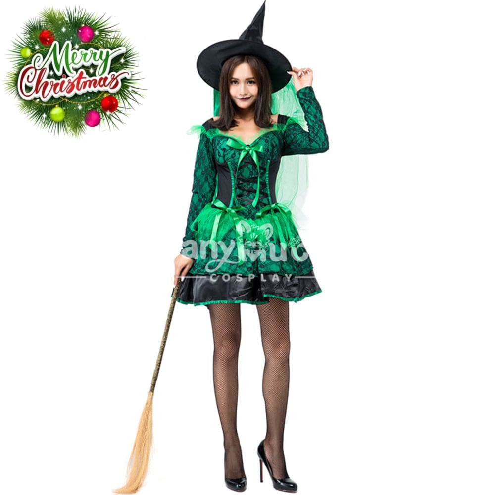 【In Stock】Halloween Cosplay Green Witches Costume Costumes
