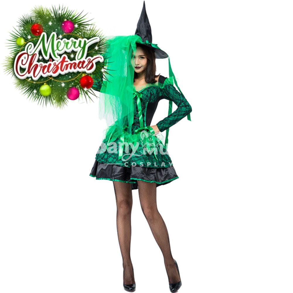 【In Stock】Halloween Cosplay Green Witches Costume Costumes