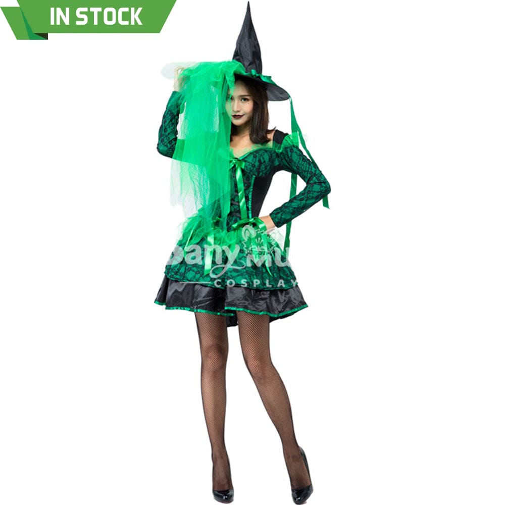 【In Stock】Halloween Cosplay Green Witches Costume Costumes