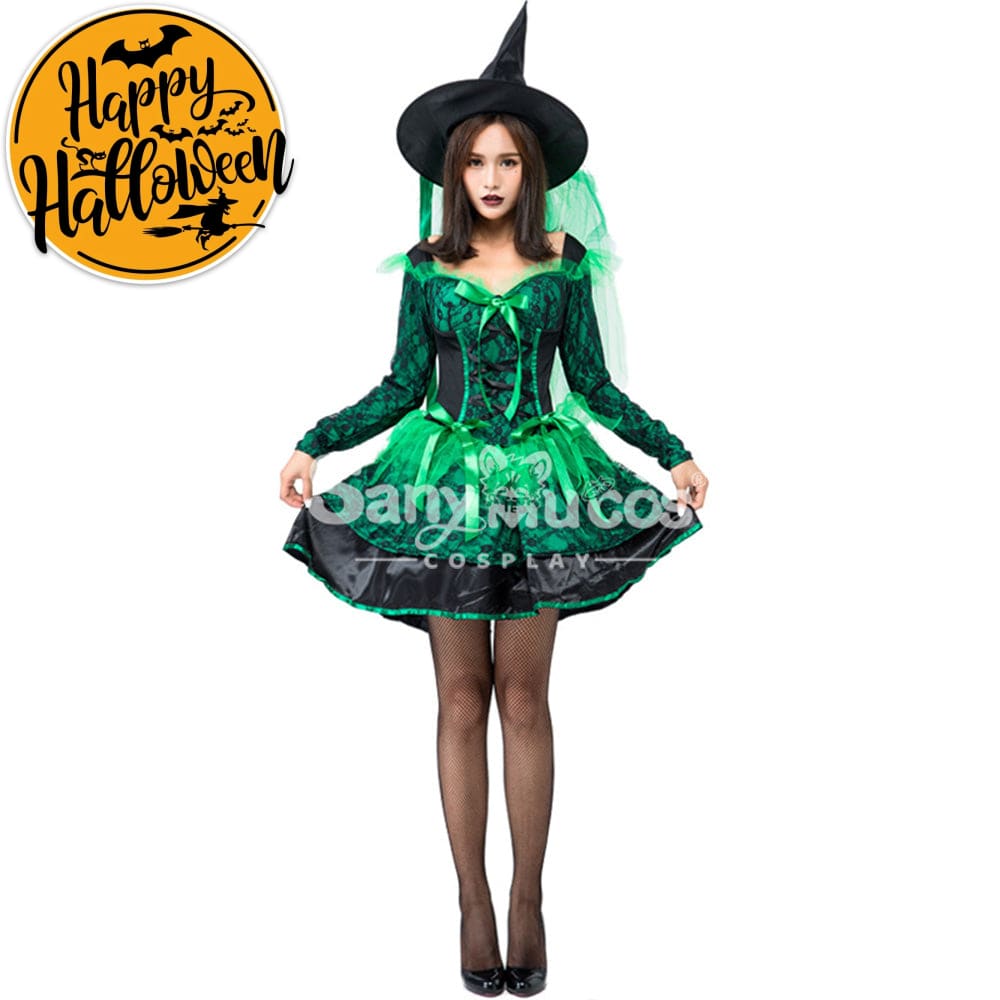 【In Stock】Halloween Cosplay Green Witches Costume Costumes