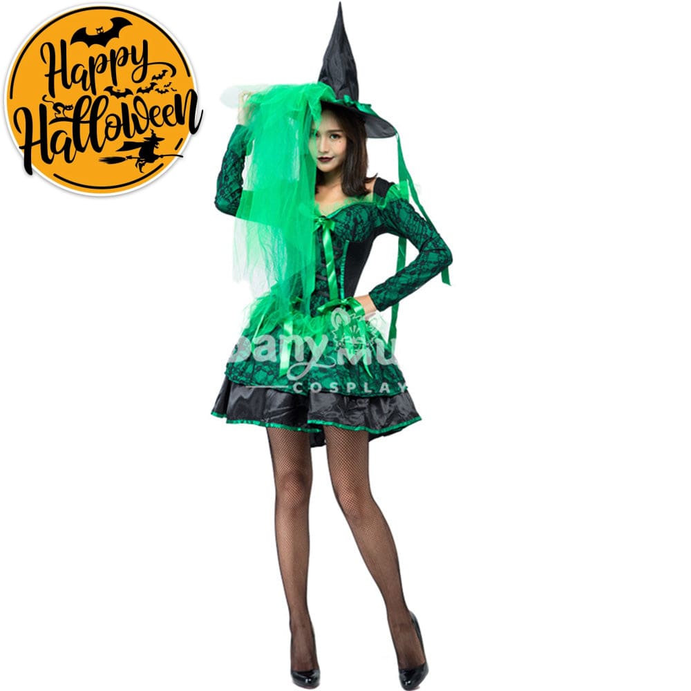 【In Stock】Halloween Cosplay Green Witches Costume Costumes