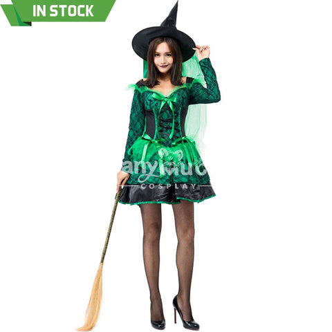 【In Stock】Halloween Cosplay Green Witches Costume Costumes