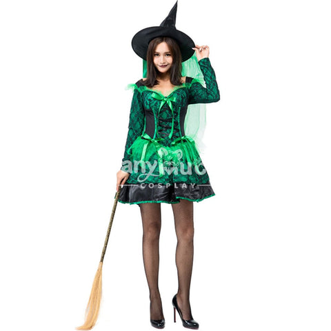 【In Stock】Halloween Cosplay Green Witches Costume Costumes