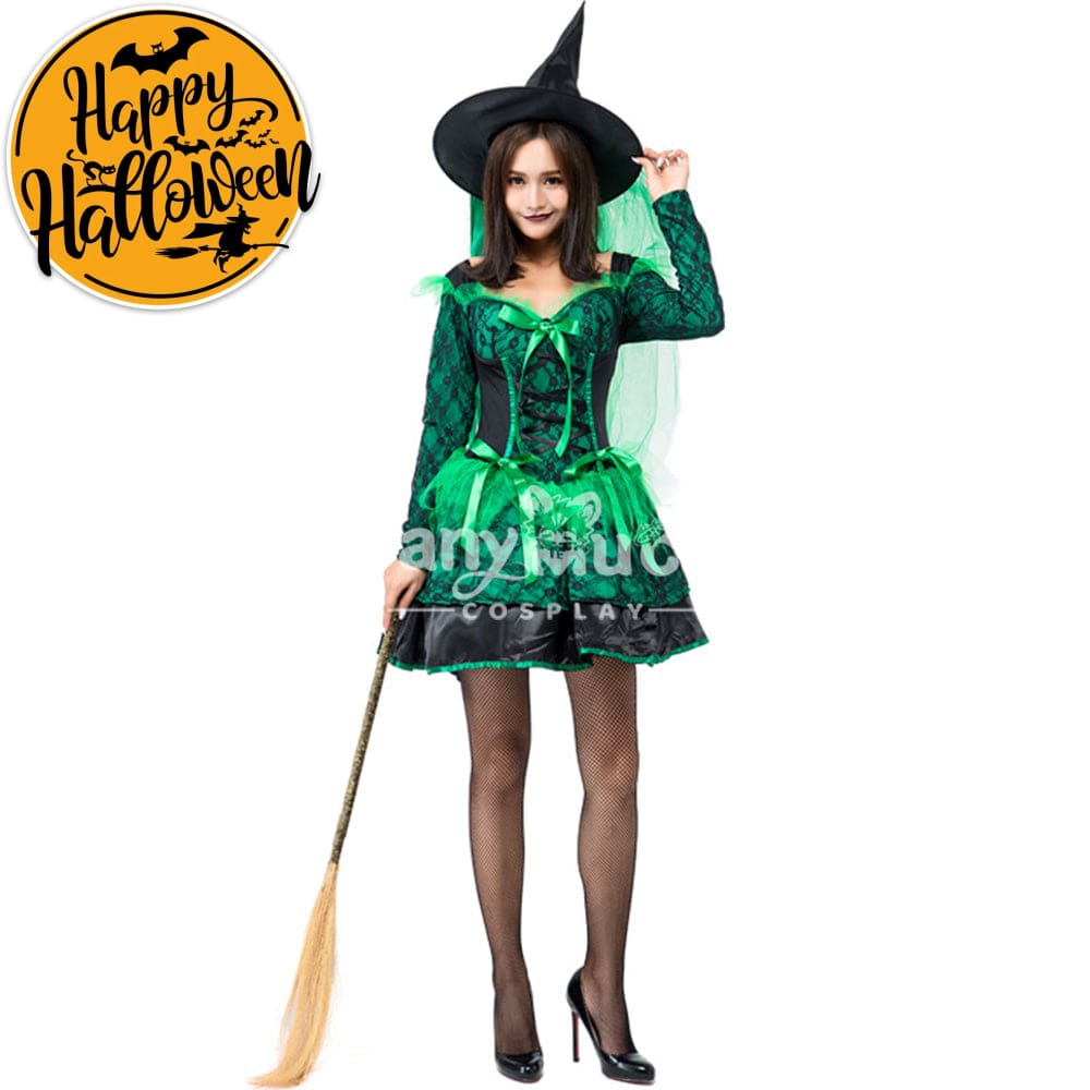 【In Stock】Halloween Cosplay Green Witches Costume Costumes